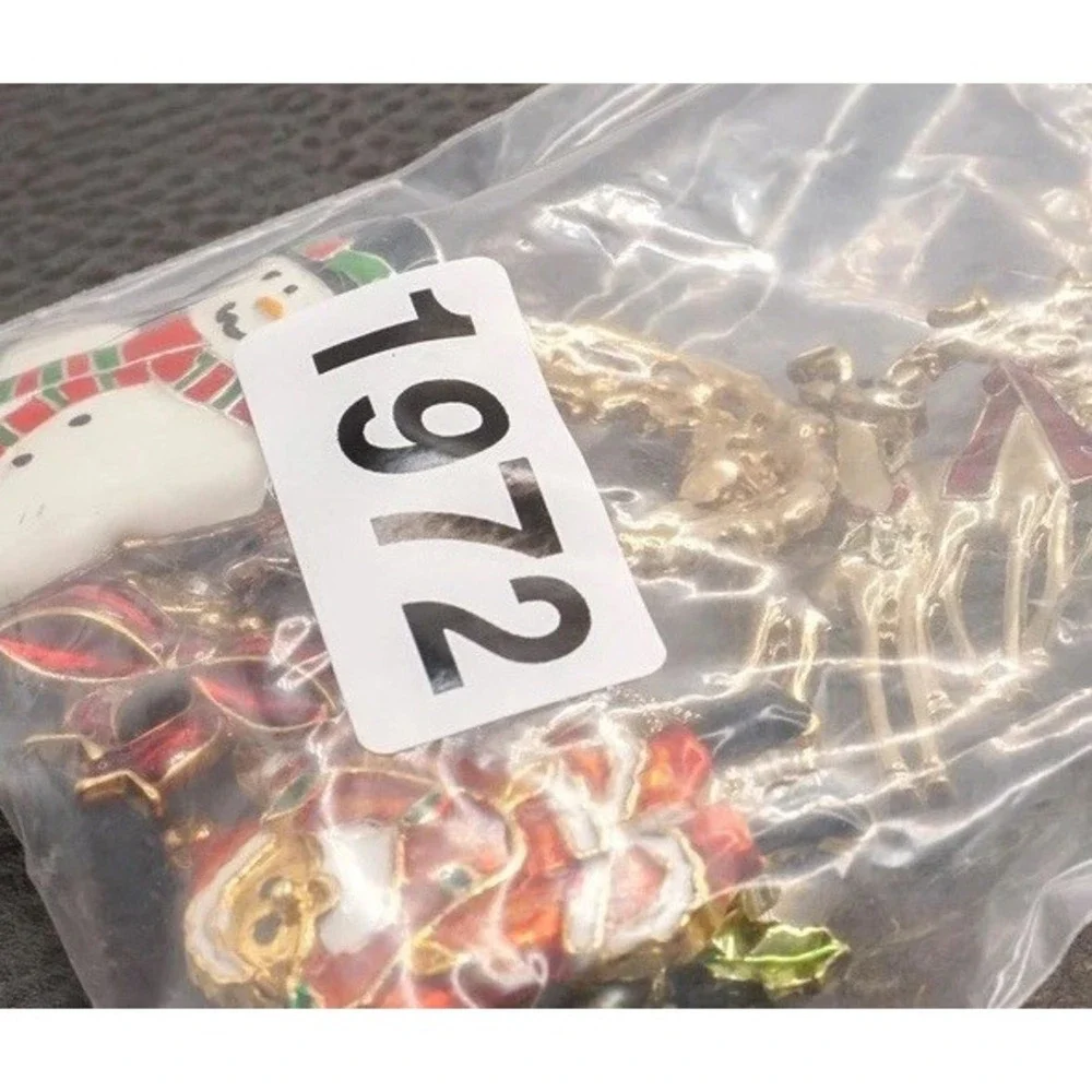Vintage To Mod Christmas Holiday Enamel Brooch Pin Lot Gold Tone Rhinestone
